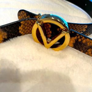 Valentino snakeskin leather belt size small gold buckle